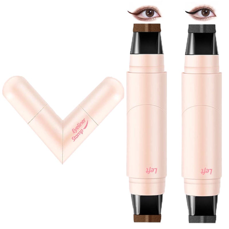 KTouler 2 Pack Wing Eyeliner Stamp,Liquid Eyeliner Stencil Set,Waterpoof Natural Cat Eye Eyeliner Stamp,Long-Lasting,Smudgeproof Foldable Eye Stencil Makeup Tool(Black+Brown) - Image 1