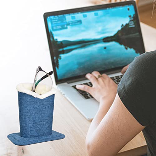 Baitaihem Pack of 2 Plush Lined Eyeglasses Holder Stand Protective Glasses Case For Desks Or Nightstands, Canvas (blue) - Image 4