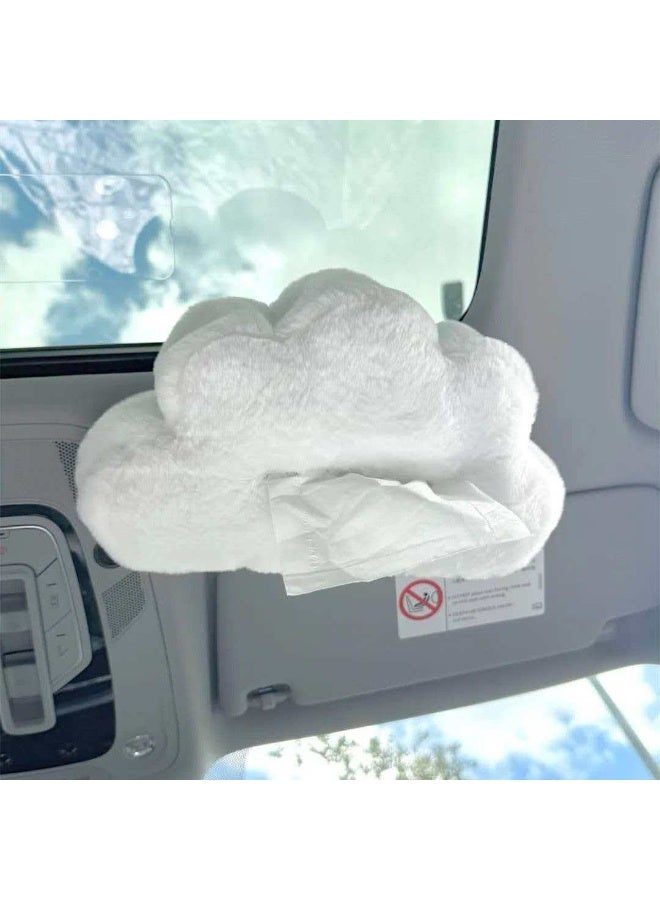 Plush Cloud Shaped Car Tissue Box, Hanging Auto Napkin Holder for Car Sunroof - Image 1