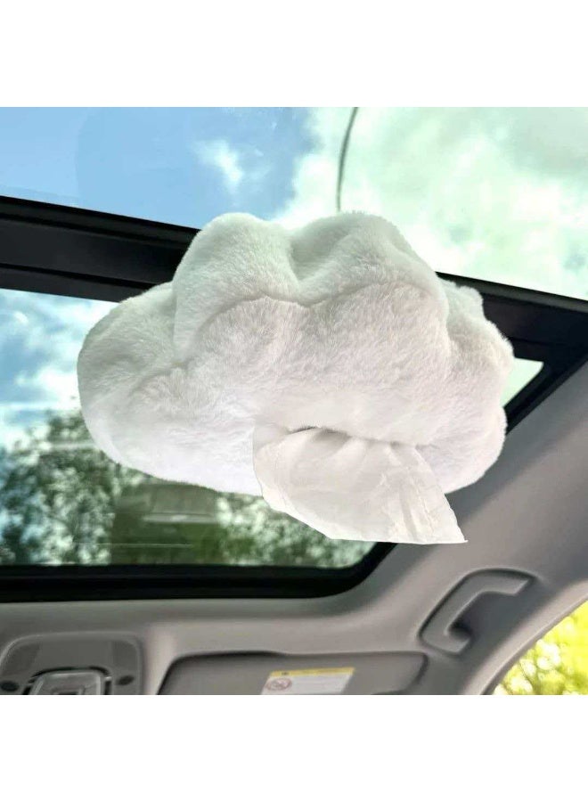 Plush Cloud Shaped Car Tissue Box, Hanging Auto Napkin Holder for Car Sunroof - Image 2