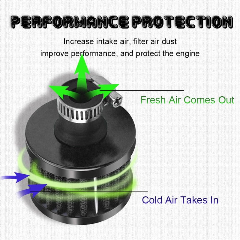 HAOBO 12mm Air Filter Intake Filter Breather, Small Engine Air Filter, Mini Universal Motor Cone Cold Clean Air Intake Filter Turbo Vent Breather, Car Accessories Car Filter Cover for Car Motorcycle - Image 4
