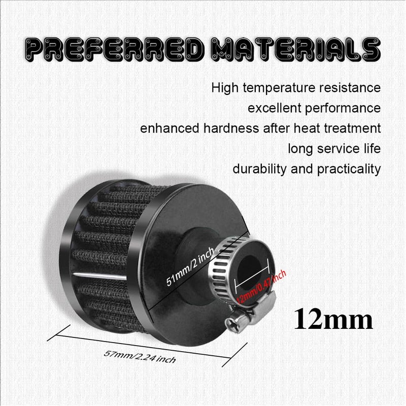 HAOBO 12mm Air Filter Intake Filter Breather, Small Engine Air Filter, Mini Universal Motor Cone Cold Clean Air Intake Filter Turbo Vent Breather, Car Accessories Car Filter Cover for Car Motorcycle - Image 2