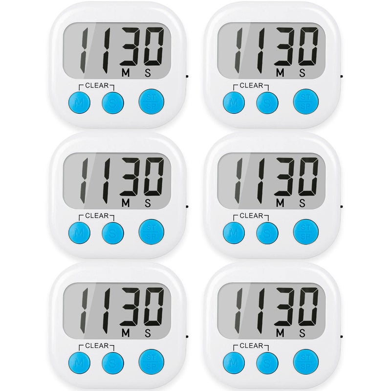 6 Pack Digital Kitchen Timers for Cooking Magnetic Timer for Cooking Loud Alarm Green