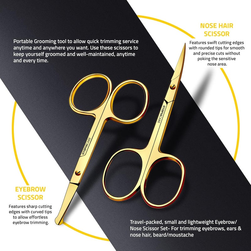 Utopia Care Eyebrow Hair Scissors, Curved Nail & Rounded Cuticle Scissors for Men and Women, Small Grooming Shears for Mustache, Eyebrows, Eyelashes, Ear & Nose Hair, Gold - Image 4