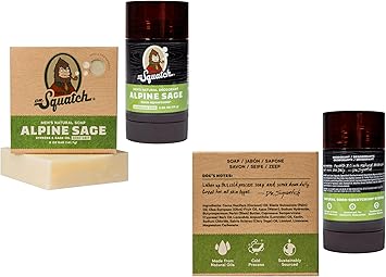 All Natural Soap Bar Deodorant Bundle for Men by Dr Squatch Alpine Sage - Image 2