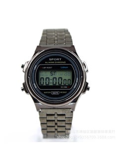 Male and female students LED electronic watch WR F91W steel belt A159 Harajuku style fashion watch multi-function Disc steel belt gun color