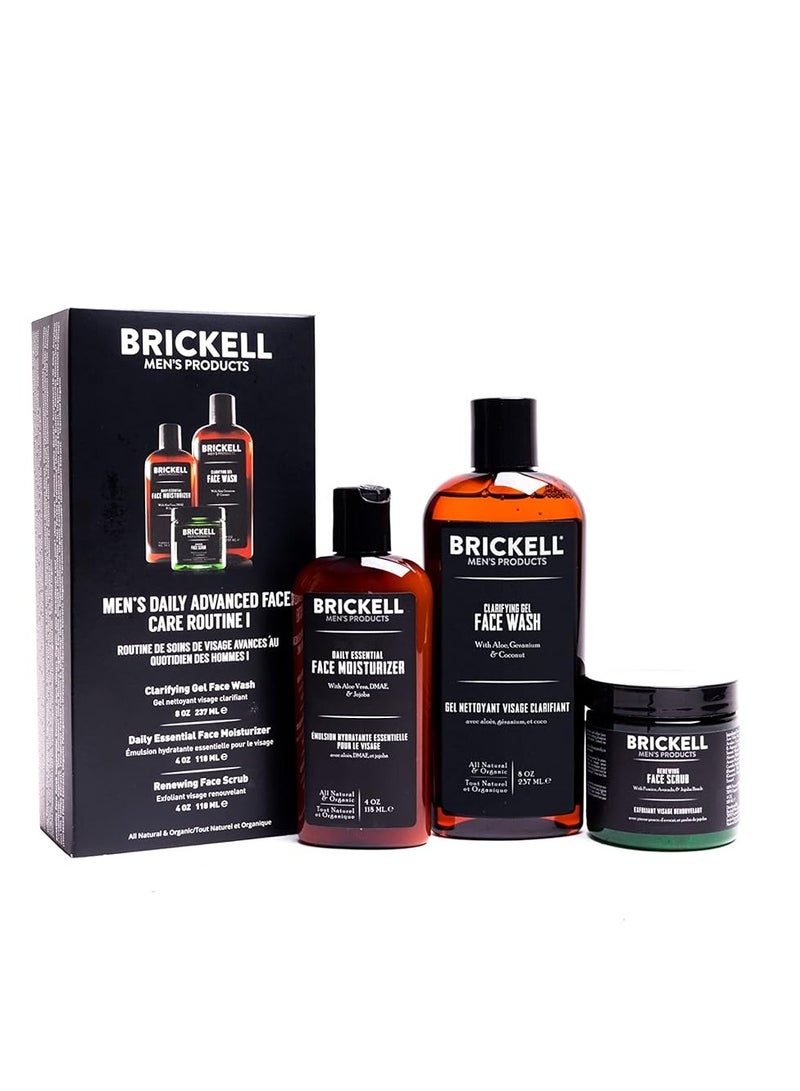 Brickell Men's Products Brickell Men's Products Daily Advanced Face Care Routine I, Gel Facial Cleanser Wash, Face Scrub, Face Moisturizer Lotion, Natural and Organic Men's Skin Care Gift Set, Scented - Image 1