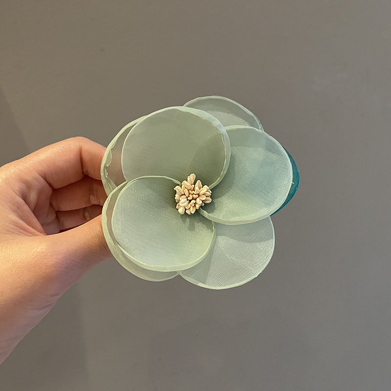 Generic Cute Princess Camellia Hair Clips for Girls Green F1-3 Hairpin 
