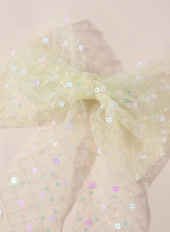 تايك تو Girls Yellow Sequin Bow Hair Clip