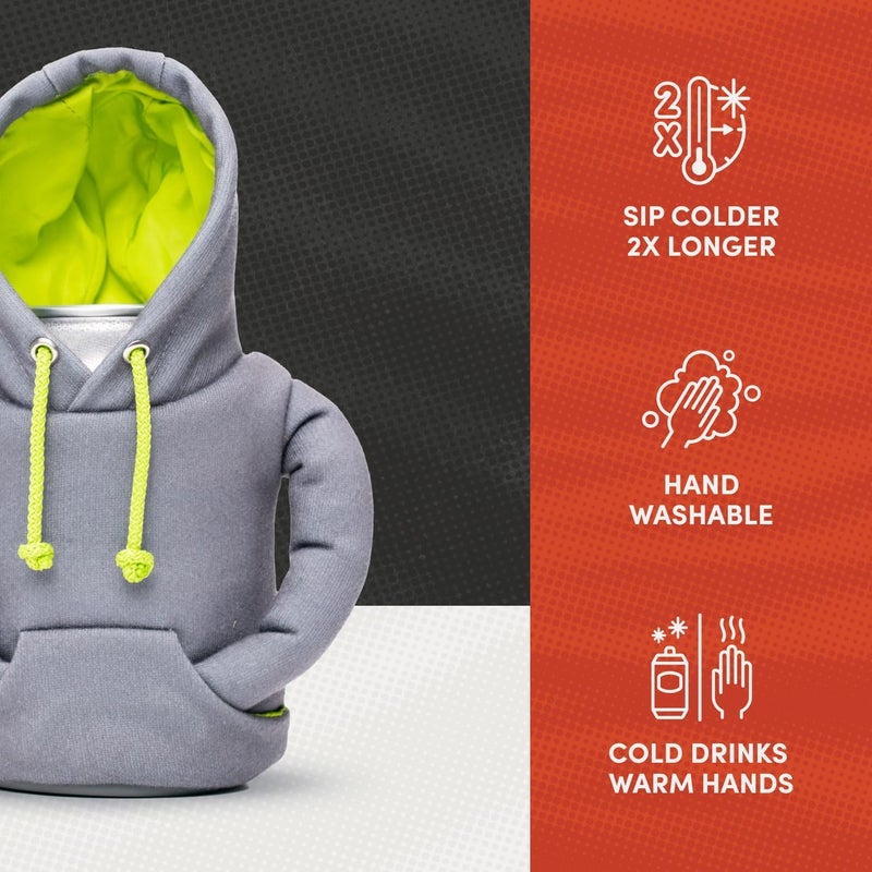 PUFFIN Puffin - The Hoodie Beverage Jacket - 12 oz Insulated Can Cooler - Beer Bottle & Soda Can Insulator  Keep Drinks and Beverages Cold - Beige Palm - Image 5