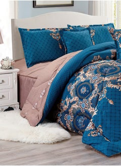 Moon 4 Pieces Single Size 160x210Cm Comforter Set Medium Filling Bedding Set for All Season Includes 1Comforter 1Bedsheet 1Pillow Shams and 1Cushion cases  - Image 2