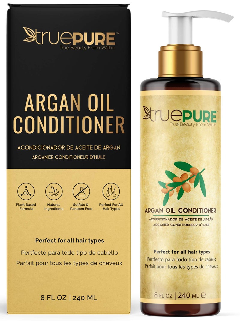 TruePure Argan Oil Conditioner (8 oz.) Deep Conditioner, Hair Treatment for Dry, Damaged Follicles, Split Ends | Sulfate, Paraben, Fragrance Free | For Men & Women | Made in USA - Image 1