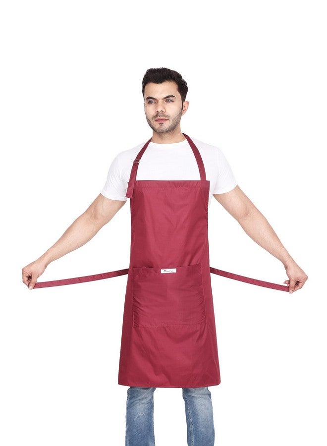 MAKSTILE مئزر MAKSTILE المقاوم للماء والغبار لغسل الصحون والطهي وتجميل الكلاب والبستنة وغسل السيارات والعمل في المختبر والمطاعم والاستخدام الصناعي | للجنسين | اللون - أزرق داكن ومارون | عبوة من 2 - Image 4