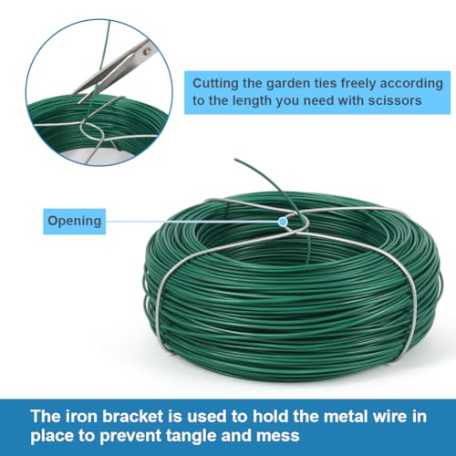 Shintop 328 Feet Plant Twist Tie Plastic Coated Soft Garden Metal Wire 1mm Thin for Gardening, Home, Office (Green) - Image 3