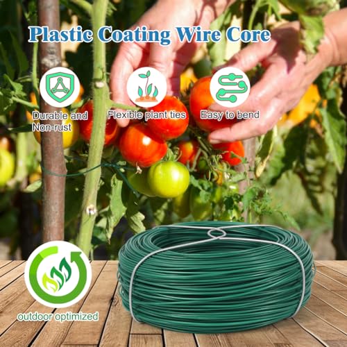 Shintop 328 Feet Plant Twist Tie Plastic Coated Soft Garden Metal Wire 1mm Thin for Gardening, Home, Office (Green) - Image 4