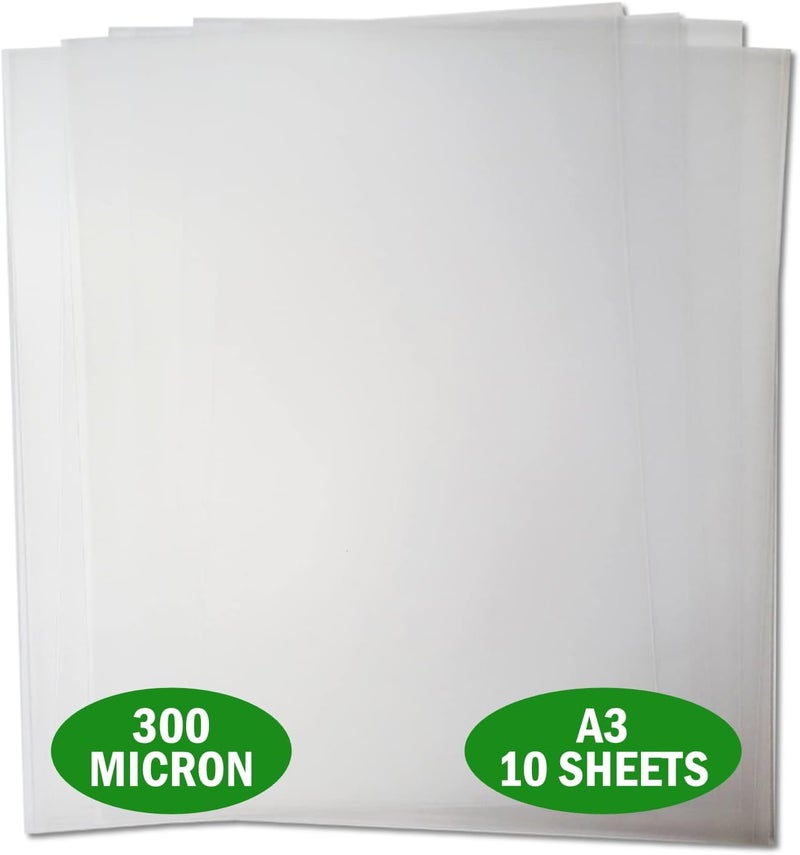 Essential Arts A3 Frosted Acetate 300 Micron Pack of 10 Sheets. Extra Thick Recyclable Polypropylene Binding Cover for Craft, Stencils and Gifts (297x420mm) - Image 1