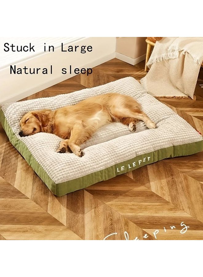 Large Dog Bed 2XL 39x30 Inch Soft Washable Green Flannel Cushion For All Seasons - Image 1