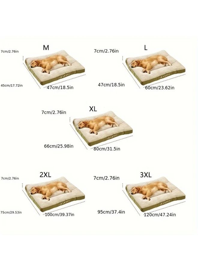 Large Dog Bed 2XL 39x30 Inch Soft Washable Green Flannel Cushion For All Seasons - Image 2