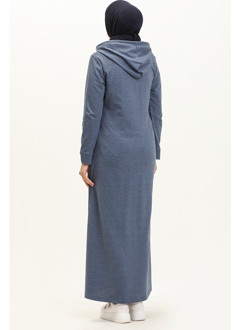 Sefa Merve - Hooded Pocket Sport Abaya 3011-05 Indigo - Image 1