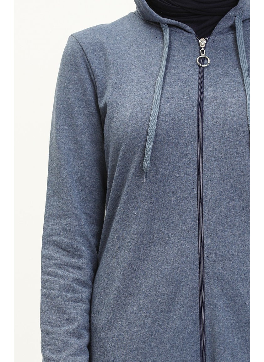 Sefa Merve - Hooded Pocket Sport Abaya 3011-05 Indigo - Image 1