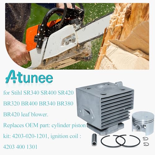 Atunee 46MM Cylinder Piston Kit for Stihl BR420 BR400 SR400 SR420 BR320 BR340 BR380 Engine with BR420 Ignition Coil Exhaust Muffler Replace Parts 4203-020-1201 4203 400 13014203 140 0602 - Image 2