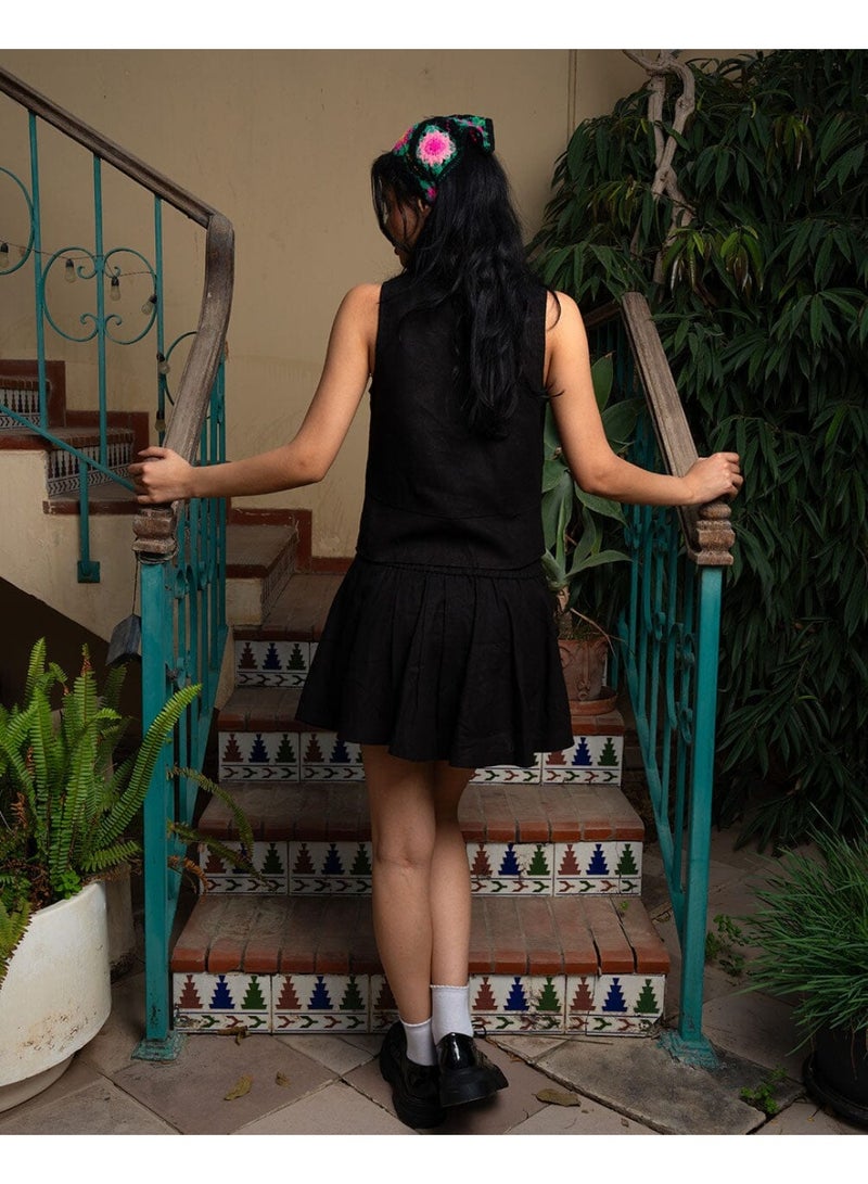In Your Shoe Black Tied Up Linen Vest  - Image 3