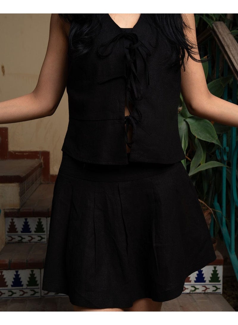 In Your Shoe Black Tied Up Linen Vest  - Image 2