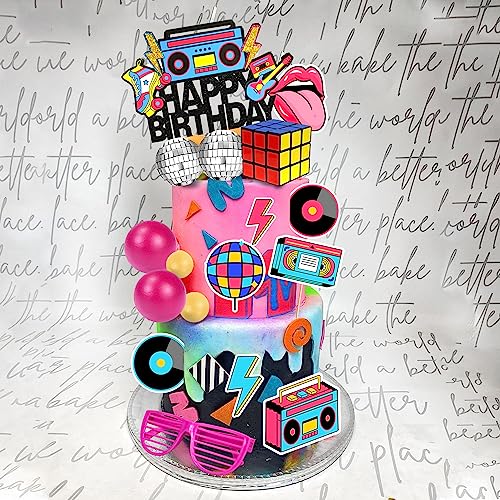 DRWATE 20 PCS 80s 90s Cake Toppers Retro Hip Hop Cake Decorations for Born in the 80's 90’s Decade Throwback Party Decorations Supplies (style 1) - Image 4