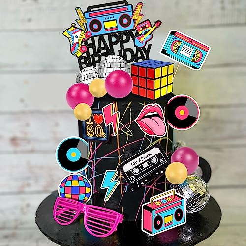 DRWATE 20 PCS 80s 90s Cake Toppers Retro Hip Hop Cake Decorations for Born in the 80's 90’s Decade Throwback Party Decorations Supplies (style 1) - Image 5