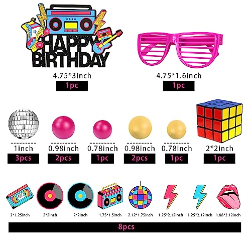 DRWATE 20 PCS 80s 90s Cake Toppers Retro Hip Hop Cake Decorations for Born in the 80's 90’s Decade Throwback Party Decorations Supplies (style 1) - Image 2