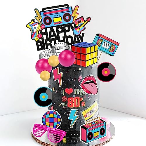 DRWATE 20 PCS 80s 90s Cake Toppers Retro Hip Hop Cake Decorations for Born in the 80's 90’s Decade Throwback Party Decorations Supplies (style 1) - Image 3