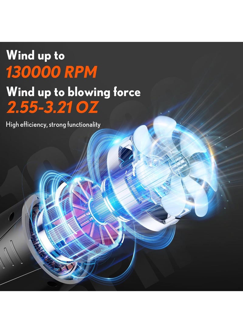 Generic Compressed air Duster, 130000RPM Cordless Air Blower for Keyboard Cleaner, No Canned Air Duster Electric Air Duster with LED Light, Rechargeable Air Dusters 3 Speeds car, Handheld Cordless  - Image 2