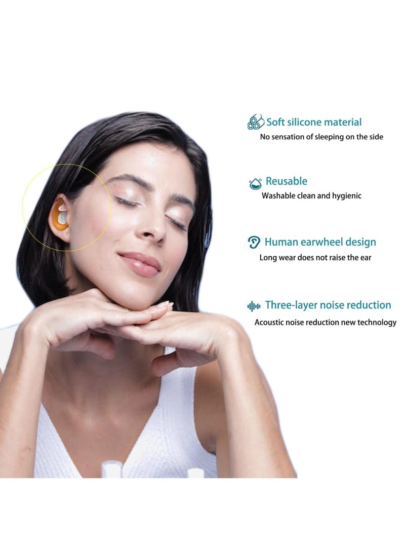 اعاره سدادات أذن للسباحة، سدادات أذن للنوم عازلة للضوضاء، قابلة لإعادة الاستخدام، سدادات أذن عازلة للصوت (برتقالية) - Image 4