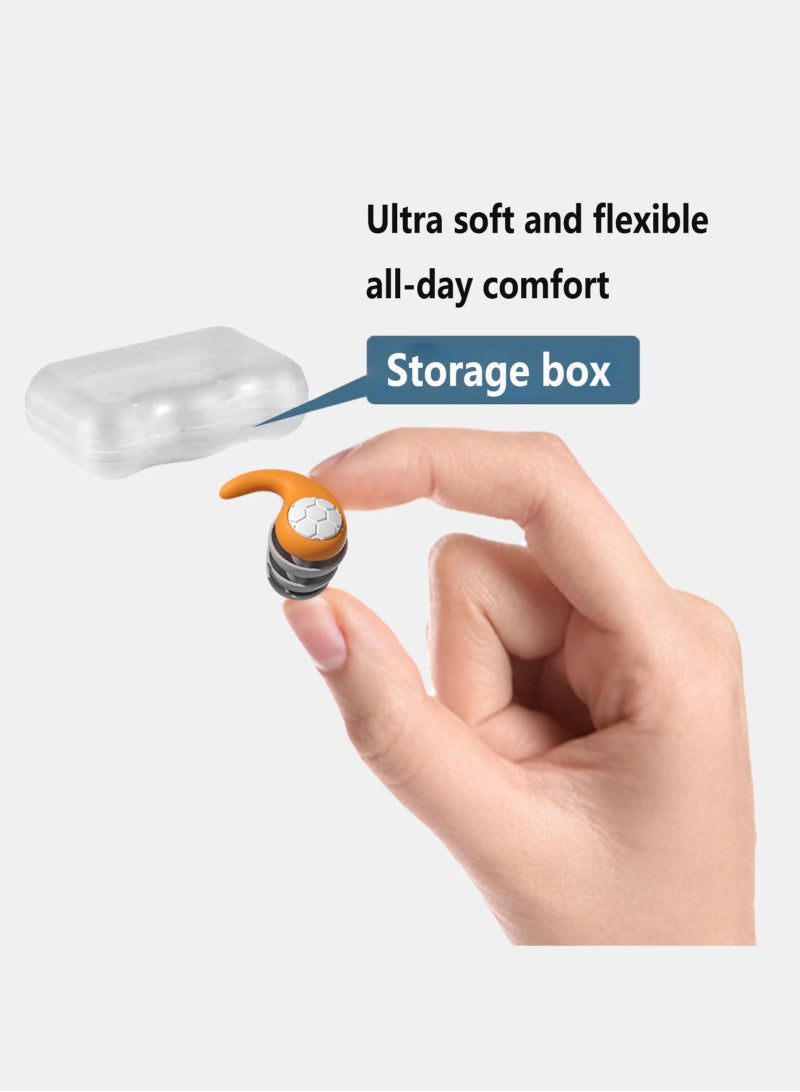 اعاره سدادات أذن للسباحة، سدادات أذن للنوم عازلة للضوضاء، قابلة لإعادة الاستخدام، سدادات أذن عازلة للصوت (برتقالية) - Image 3