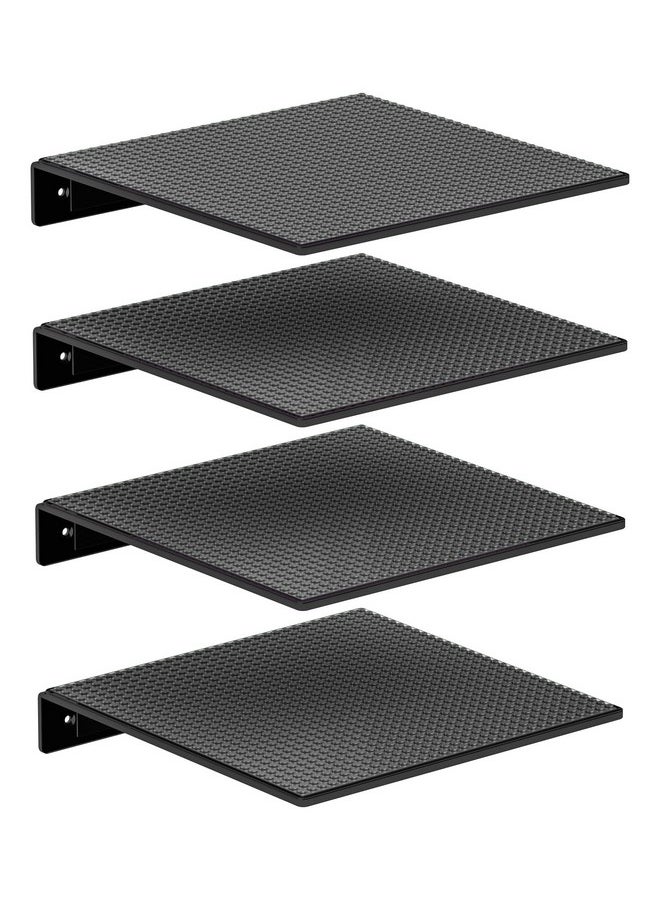 GALVANOX GALVANOX Display Shelves for Toy Building Bricks, Wall Mounted Shelf with 10" Inch Removable Baseplate, Black (4 Pack)  - Image 1