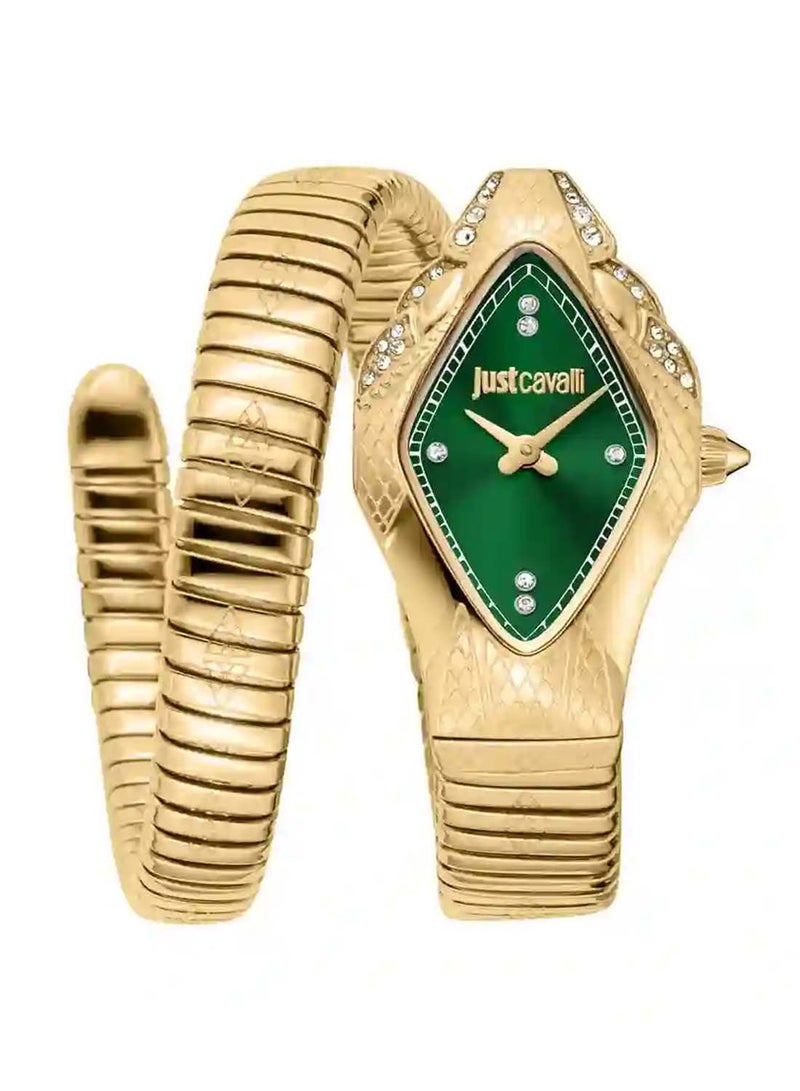 Just Cavalli ساعة جاست كافالي النسائية بتصميم شرس بقرص أخضر ولون ذهبي - JC1L306M0045 - Image 1