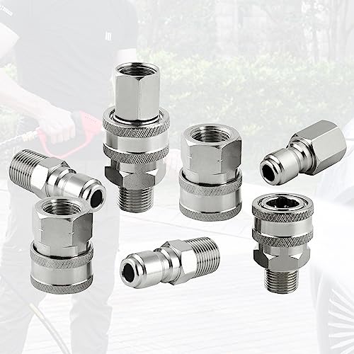 Raincovo Pressure Washer Quick Connect 3/8 Inch, Pressure Washer Fittings, Stainless Steel Adapter Set, Female and Male Thread, 8 Pieces - Image 5