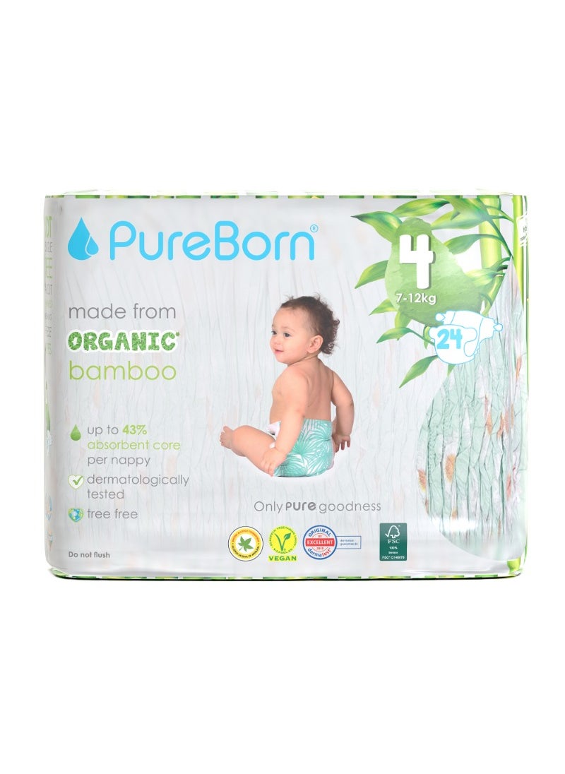 PureBorn - Organic Bamboo Size 4 Nappies Eco-Friendly And Hypoallergenic For Babies 6-8 Months - Image 1