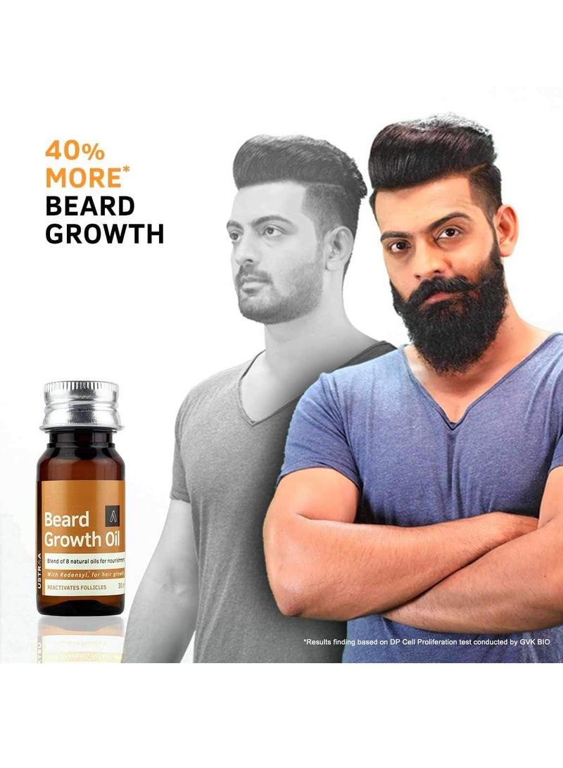 Ustraa Beard Growth Oil - 35ml - More Beard Growth, With Redensyl, 8 Natural Oils including Jojoba Oil, Vitamin E, Nourishment & Strengthening, No Harmful Chemicals - Image 2