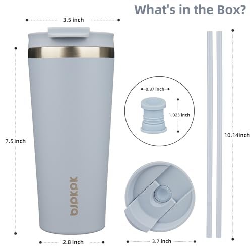 BJPKPK 22oz Stainless Steel Insulated Tumbler With lid And Straw Travel Coffee Thermal Tumblers Cup For Women And MenModern Blue - Image 3