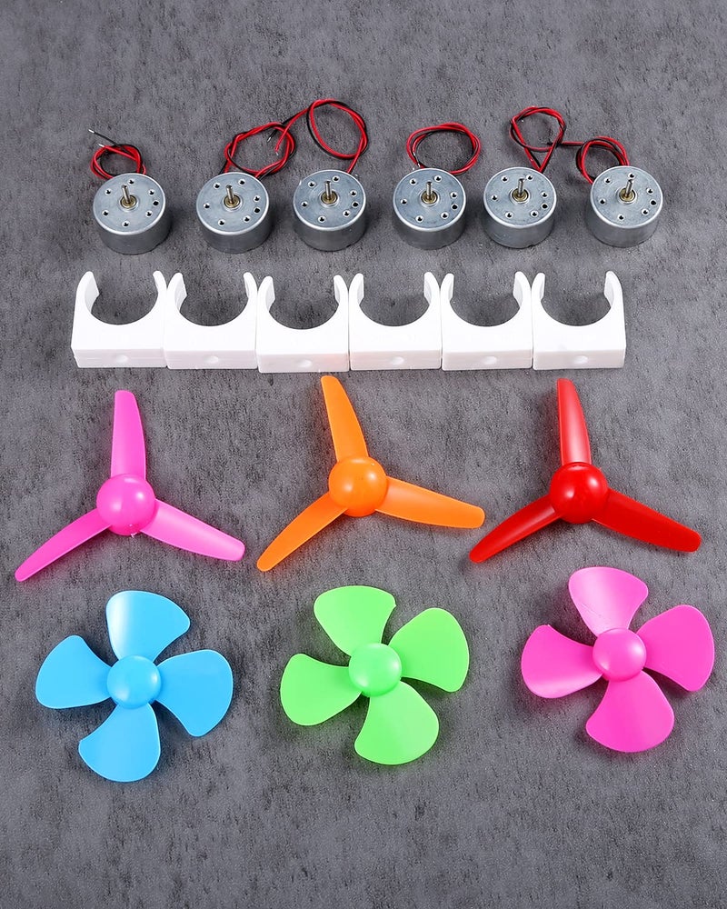 Sntieecr 6 Set Mini Generator Motors 3V-12V DC Motor, Wind Turbine Generator with Mini Fan Leaf and Plastic Motor Holder for DIY Educational Physics Experiment - Image 4