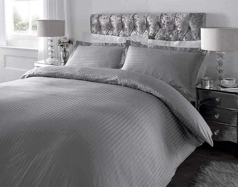 Laying Style™ 350TC Microfiber Glace Cotton AC Comforter Set King Size Double Bed with 1 Flat bedsheet-90x100 inch and Two Pillow Covers II 4 pc Bedding Set- Plain Grey - Image 1