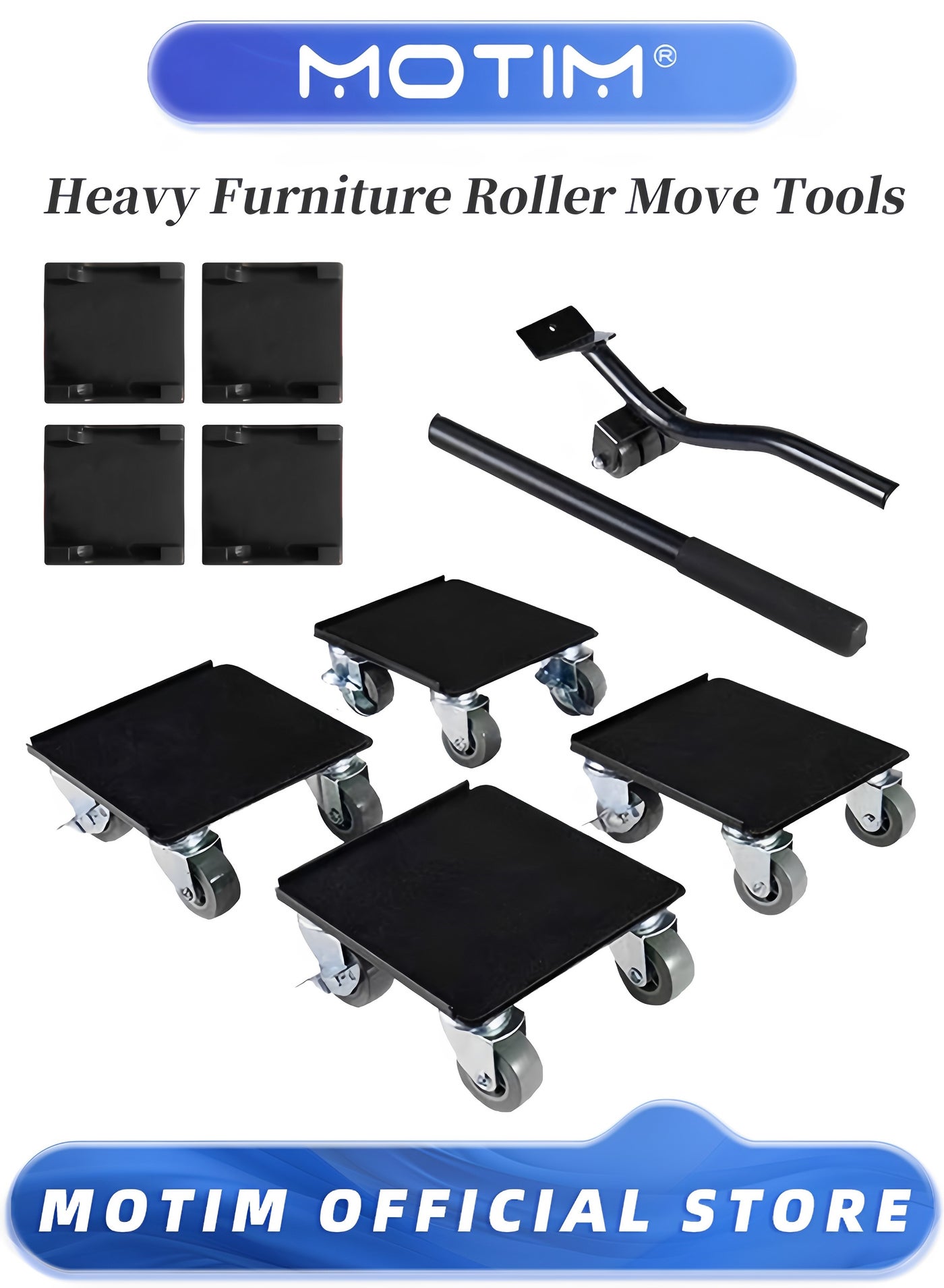Furniture Moving Wheels 1300Kg Heavy Furniture Roller Move Tools with 4 Lockable Wheels Furniture Lifter for Sofas Refrigerators Safe Moving and Easy Slide
