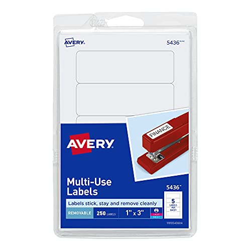 Avery Multi-Use Removable Labels, 1" x 3", Print or Write ID Labels, White, 250 Total (05436) - Image 1