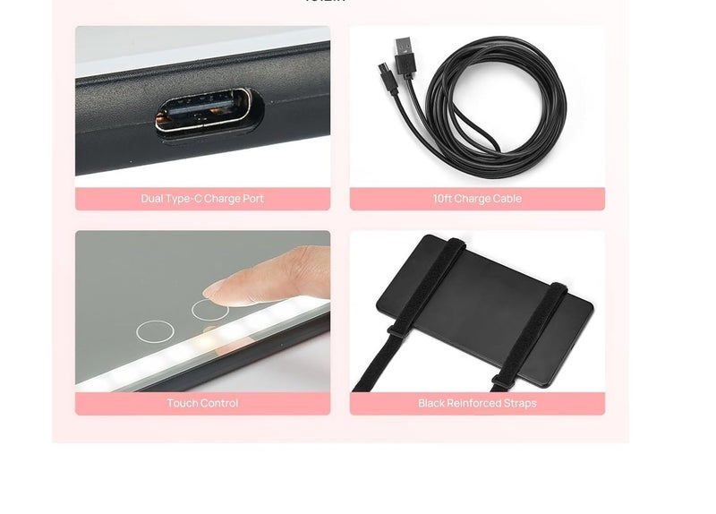 مرآة مكياج إضافية: يمكنكِ تثبيتها على مرآة الحمام الكبيرة أو مرآة التسريحة إذا كانت الإضاءة الغرفة ضعيفة، لتعطيكِ إضاءة "الرينج لايت" الموجهة للوجه - Image 3