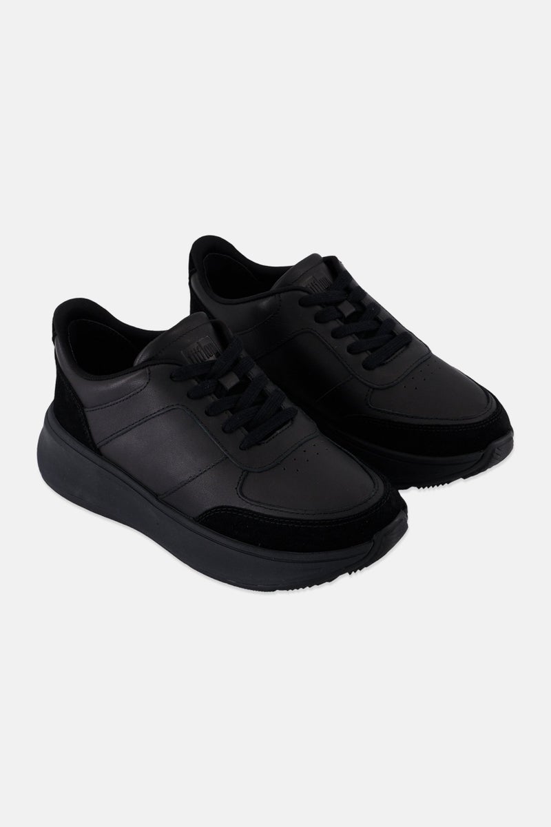 FitFlop Women F-Mode Leather Lace Up Casual Shoes, Black  - Image 1