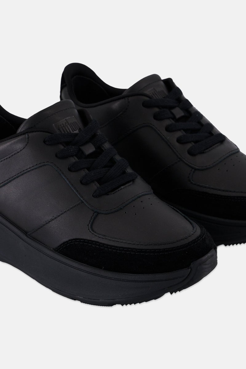 FitFlop Women F-Mode Leather Lace Up Casual Shoes, Black  - Image 3