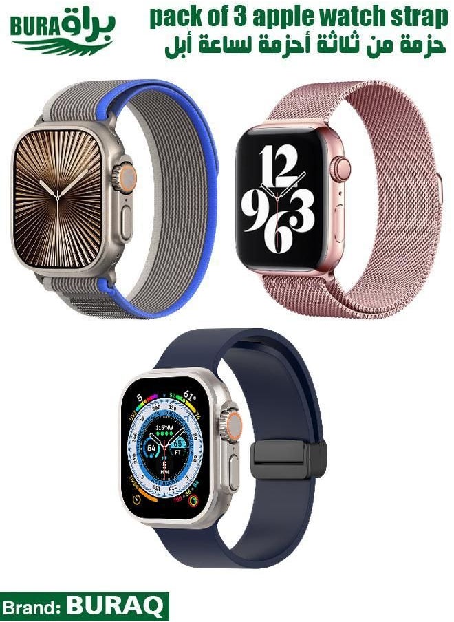 BURAQ - Apple Watch Band Strap For Apple Watch Ultra 2/Ultra 49mm, Series 10 46mm, 9/8/7 45mm, SE2/SE/6/5/4 44mm, 3/2/1 42mm - Image 1