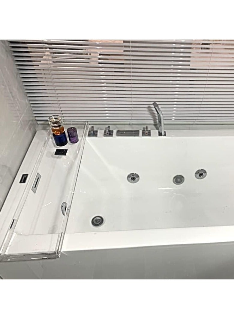 تي بي جي بي صينية حوض استحمام أكريليك، صينية تقديم أكريليك شفافة مزخرفة، رف عرض منظم أدوات التجميل، حامل تخزين الطعام على سطح طاولة الحمام ومرآة القهوة - Image 2