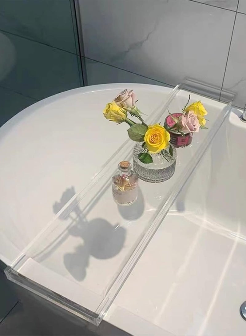 تي بي جي بي صينية حوض استحمام أكريليك، صينية تقديم أكريليك شفافة مزخرفة، رف عرض منظم أدوات التجميل، حامل تخزين الطعام على سطح طاولة الحمام ومرآة القهوة - Image 4